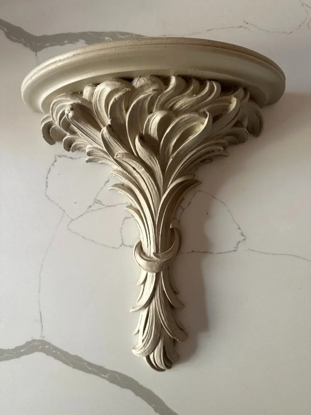 Vintage Ornate Wall Shelf Corbel | French Regency Acanthus Leaf Wall Bracket | H
